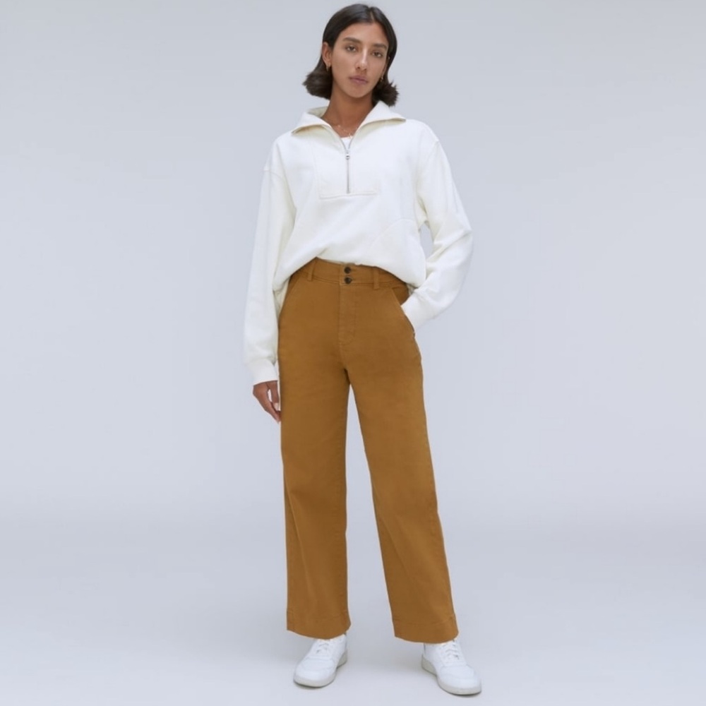 Everlane The Organic Wide Leg Pant In Tapenade Size 4